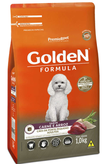 Golden adulto raças pequenas sabor carne e arroz 1 kg 