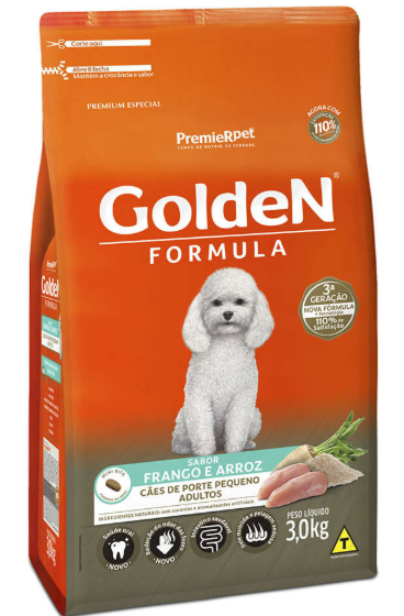 Golden adulto raças pequenas sabor frango e arroz 3 kg