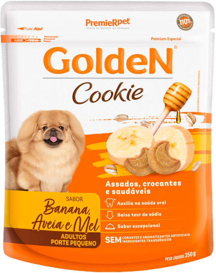 Golden cookie adulto raças pequenas sabor banana,aveia e mel 350 g