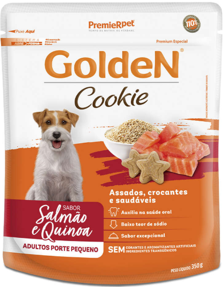 Golden cookie adulto raças pequenas sabor salmão e Quinoa 350g