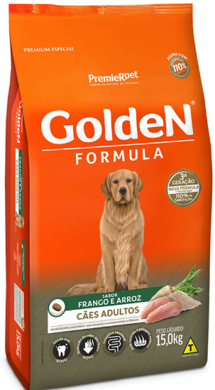 Golden formula adulto frango e arroz 15kg 