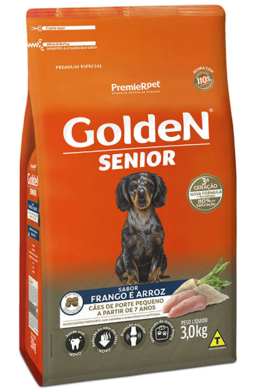 Golden sênior raças pequenas sabor frango e arroz 3 kg