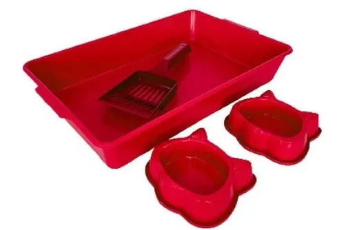 Kit gato ( bandeja+pá+comedouro)