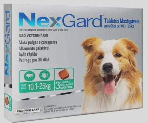 Nexgard 10 a 25 kg caixa c/ 3 unidades 