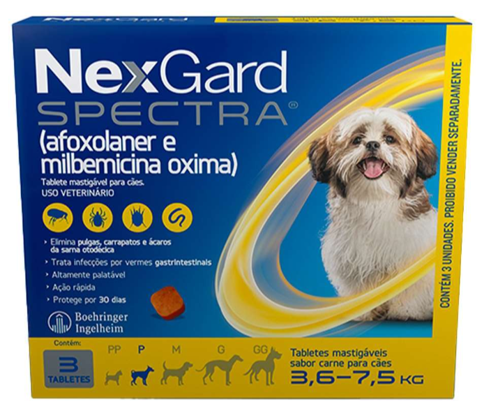 Nexgard Spectra P 3,6 a 7,5 kg caixa c 3 unidades 