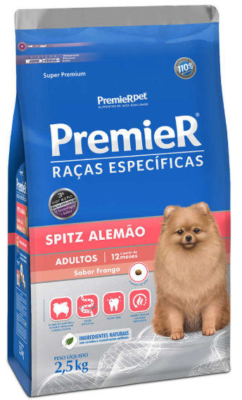 Premier Spitz alemão adulto sabor frango 2,5 kg 