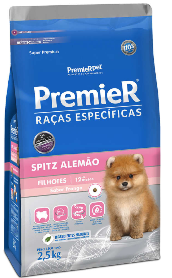 Premier Spitz alemão filhotes sabor frango 2,5 kg