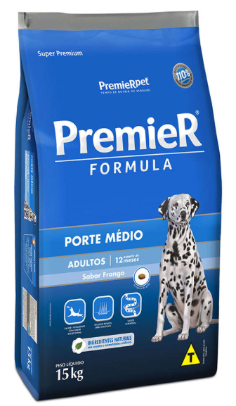 Premier adulto porte médio sabor frango 15 kg 