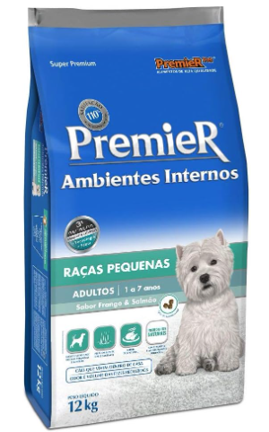 Premier ambientes internos adulto porte pequeno frango e salmão 1 kg