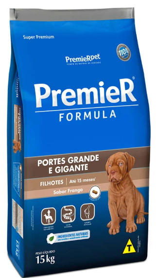 Premier filhotes porte grande e gigante sabor frango 15 kg 
