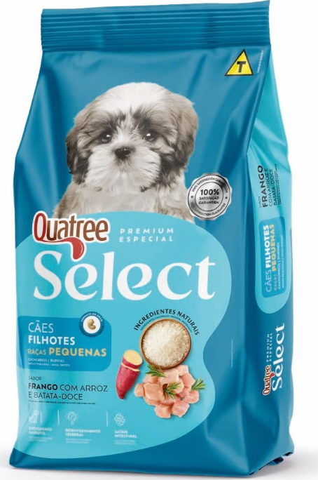 Quatree select filhote raças pequenas frango com arroz e batata doce 3kg