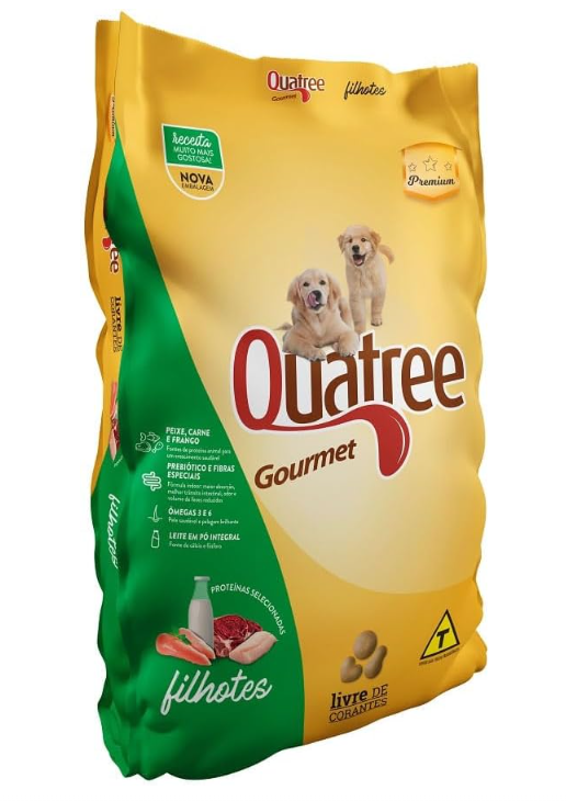 Quatree gourmet cães filhote sabor mix de carne e leite 3kg