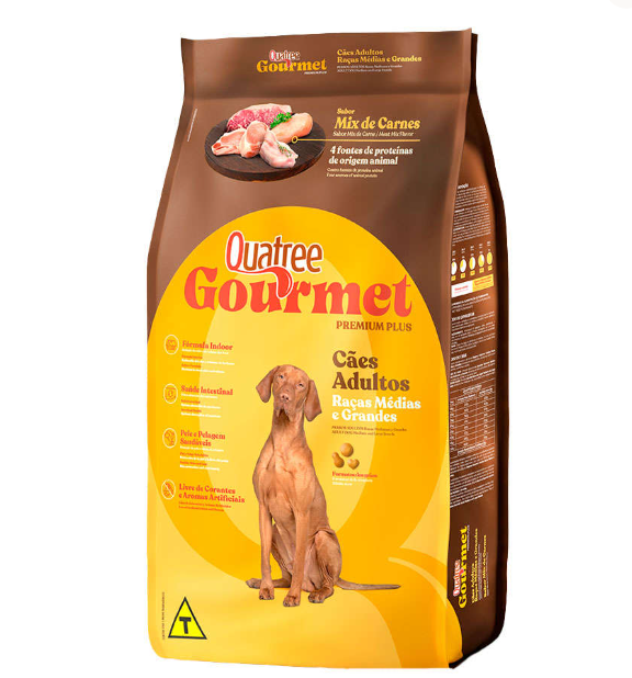 Quatree gourmet adulto raças médias e grandes 15 kg