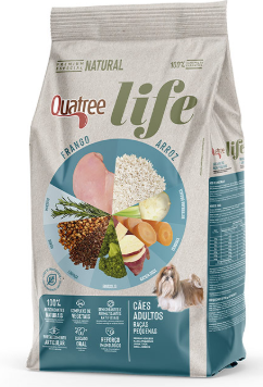 Quatree life adulto raças pequenas frango e arroz 1 kg 