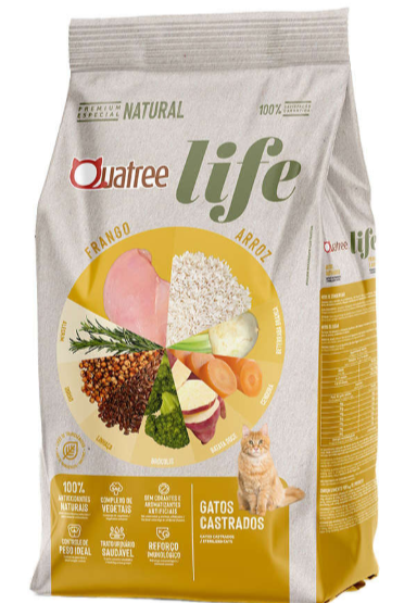 Quatree life gatos castrados frango e arroz 1 kg 