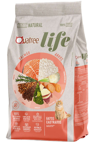 Quatree life gatos castrados salmão e arroz 1 kg 