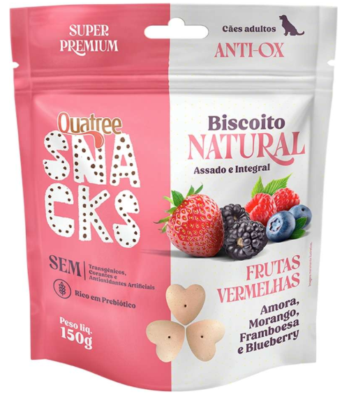 Quatree snacks biscoito natural frutas vermelhas 150 g
