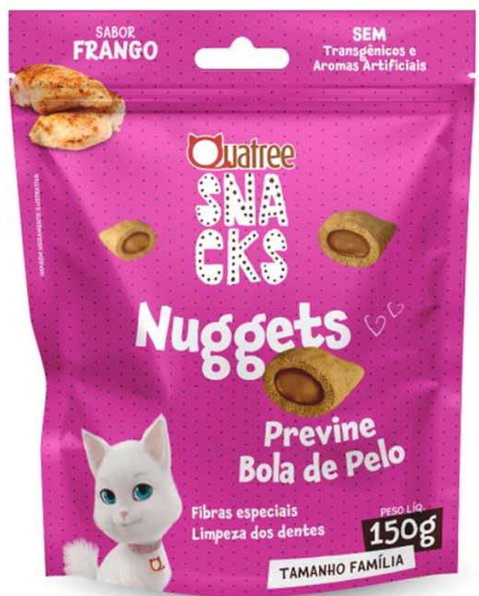 Quatree snacks nuggets gatos bola de pelo frango 150g