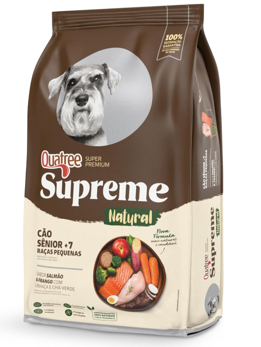  Quatree supreme ração para cães senior +7 raças pequenas salmão e frango 1kg
