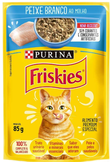 Sachê friskies peixe branco ao molho 85g 