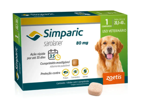 Simparic 40 mg 20 a 40 kg caixa c/ 1 unidade