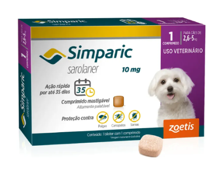 Simparic 10 mg 2,6 a 5 kg caixa c/ 1 unidade