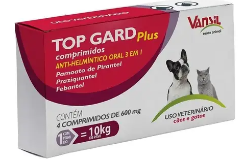 Top gard vermífugo para cães e gatos c/ 4 comprimidos 
