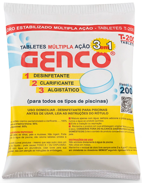 pastilha de cloro 3 em 1  Genco para piscina 200 g