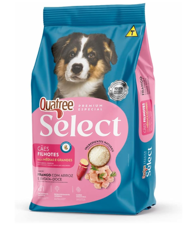 Quatree select filhote raças médias e grandes 15 kg